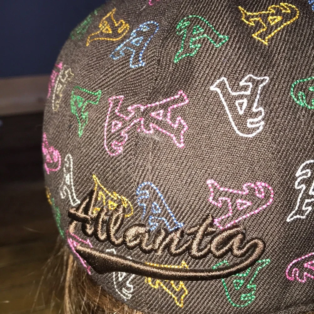 Brown Multicolor 'A' AtlantaEmbroidered Baseball Cap